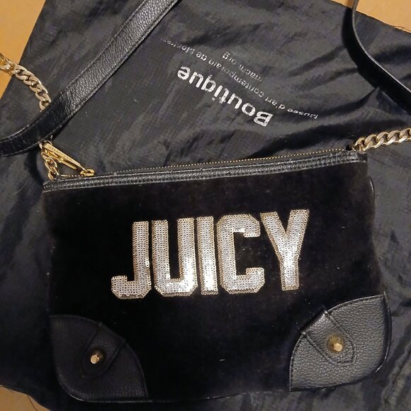 Juicy By Juicy Couture Y2K Style Glitzed Shoulder Bag Licorice - Picture 1 of 11